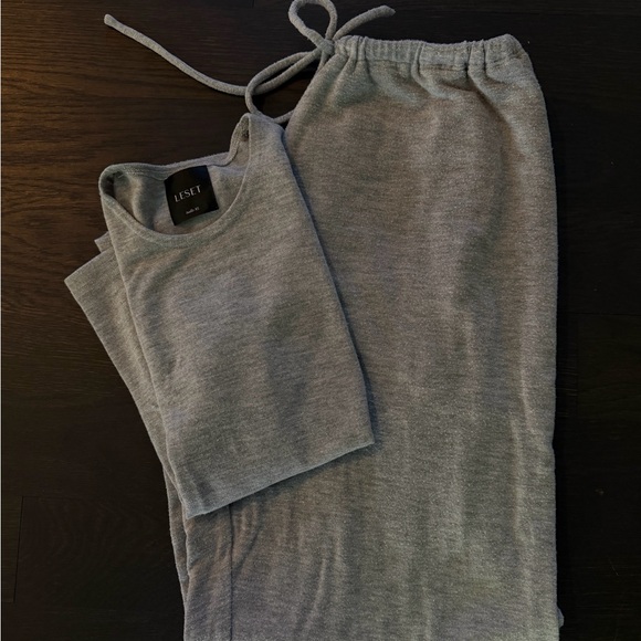 LESET Pants - LESET Lauren Tank + Crop Pant in Grey Melange